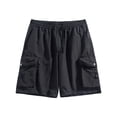 thumbnail image 2 of DDAPJ pyju Men's Cargo Sweat Shorts Elastic Waist Drawstring Casual Athletic Shorts Basic Solid Summer Shorts Relaxed Fit Outdoor Work Shorts with Multi Pockets Black L, 2 of 7