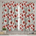 thumbnail image 2 of Ambesonne Floral Valance & Curtain, Poppy Flower Branches Print, 55"x30", Vermilion Off White, 2 of 7
