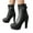 Black, variant on Women's Leather Platform Ankle Boots Block High Heel Punk Ankle Booties Fashion Studded Buckle Ankle Strap Gothic Boots Red Size 6.5