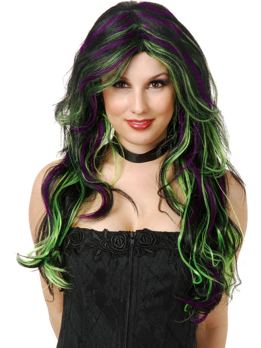 California Costumes Collections 70108 Multicolor Wig Black/Purple/Green;OS 