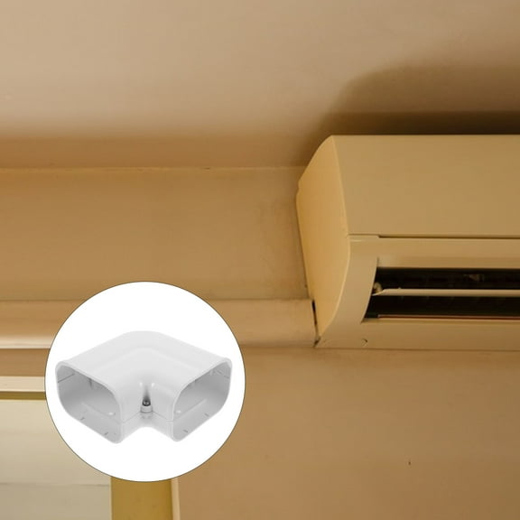 QIFULL White PVC Air Conditioner Tubing Cover with 90 Degree Flat Bend for Wall Use