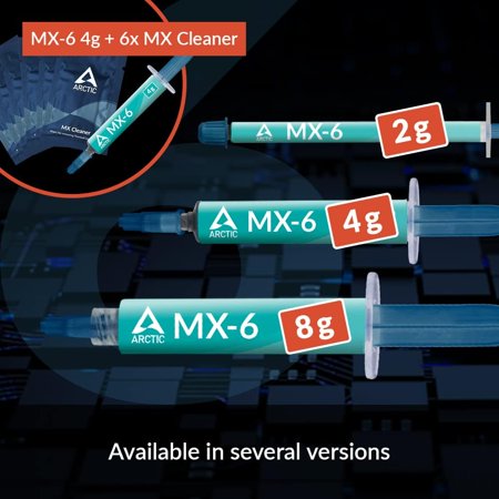 Mxクリーナー付き ARCTIC MX-6 4g CPU アークティック MX4 グリス 熱伝導グリス 低熱抵抗 低粘性 長期不硬化 非導電性 シリコングリス CPU 冷却グリス
