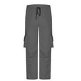 thumbnail image 5 of OGLCCG Mens Cargo Pants Casual Elastic Waist Outdoor Baggy Joggers Loose Solid Color Straight Leg Hiking Workout Pants with Pockets, 5 of 7