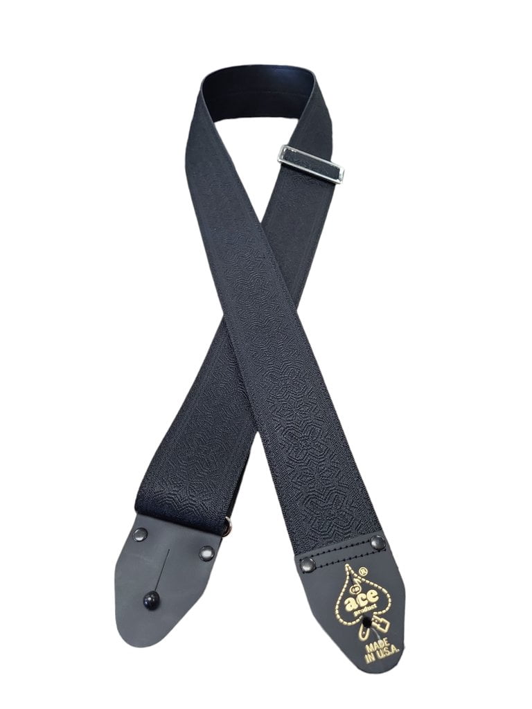 D'Andrea Ace Embossed Guitar Strap, Black
