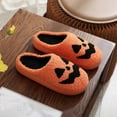 thumbnail image 2 of Halloween Pumpkin House Slippers for Woman Winter Flat Heel Close Toe Casual Home Indoor Outdoor Slides Slippers Winter Fleece-Lined Shoes for Women Orange 5.5, 2 of 10