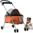 thumbnail image 1 of FDW BestPet Poussette pour Animaux 4 Roues Chic Pliable Imperméable Portable de Voyage Poussette pour Chat Chien, Porte-Gobelet (Orange), 1 of 8