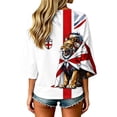 thumbnail image 5 of Warop 3/4 Sleeve Top for Women Fashion World Cup Print Crewneck Blouses Casual Loose Fit Shirts, 5 of 7