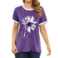 thumbnail image 3 of ZXSXSY Women Floral Printed Round Neck Short Sleeves Top, 3 of 6