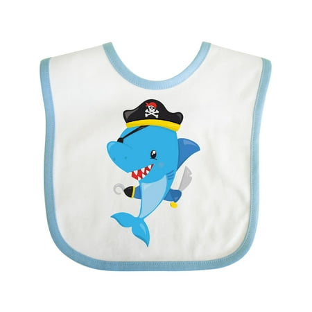 

Inktastic Pirate Shark Cute Shark Little Shark Blue Shark Gift Baby Boy or Baby Girl Bib