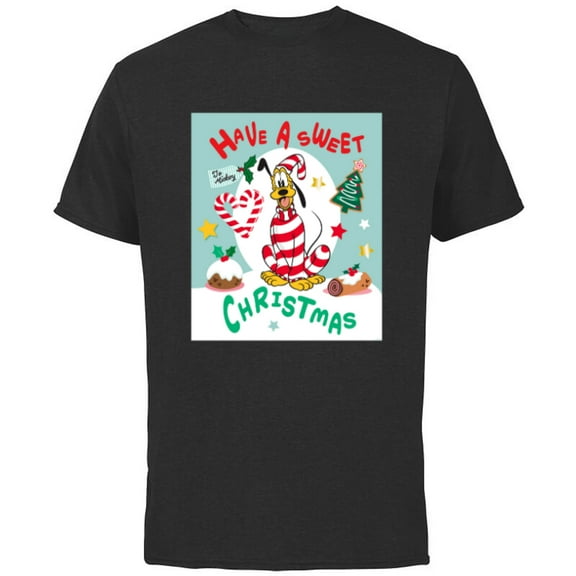 Disney Pluto Holiday Costume Have a Sweet Christmas - Short Sleeve Cotton T-Shirt for Adults - Customized-Black
