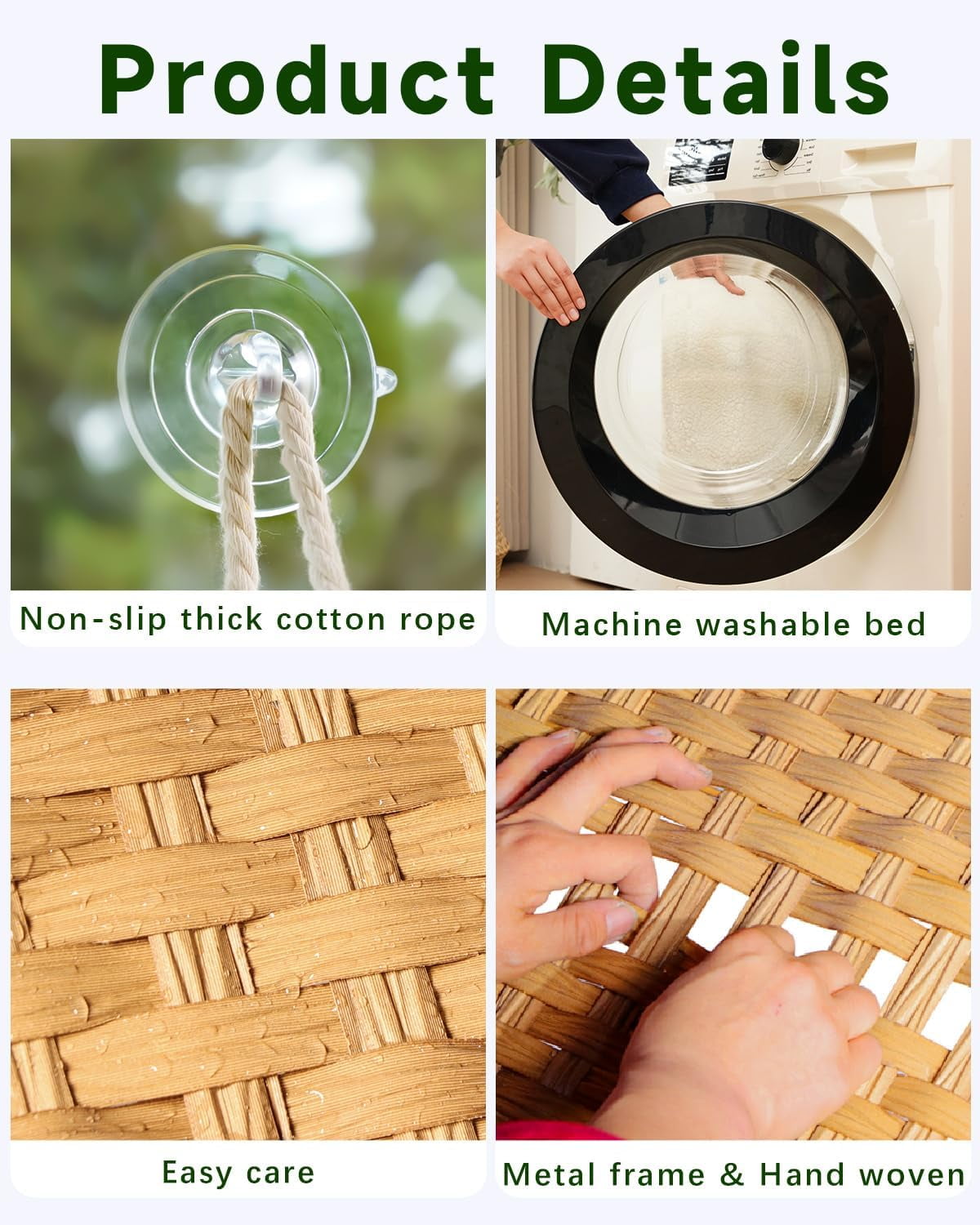 Cat Window Perch 2 Pack,Cat Window Hammock Bed for Indoor Cats,Large Handwoven PE Rattan Window Seat,4 Suction Cups,Double Sided Washable Cushion Bed, Pet Kittens Natural