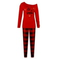 thumbnail image 3 of Sunsent Christmas Pajamas Set for Women Matching Christmas Women's Off-Shoulder Top Plaid Pants Home Suit Wear, 3 of 9