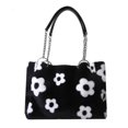 thumbnail image 2 of Pink Bolso de mano de gran capacidad con estampado de flores para mujer, bolso de cubo suave, elegante bolso de invierno, bolso bonito, 2 of 5