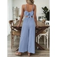 thumbnail image 5 of ZOELNIC Women's Summer Jumpsuit Spaghetti Strap Back Bow Romper, Wide Leg Vacation Outfit, Casual Resort Wear One Piece for Beach & Travel, 2XL, 5 of 8