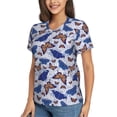 thumbnail image 2 of Vsdgher Butterflies1 Women Shirts V Neck Short Sleeve Tops T-Shirt Basic Tees, S to 3XLX-Large, 2 of 5
