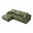 thumbnail image 3 of Muumblus 109" Oversized L-Shaped Modular Sectional Sofa with Movable Chaise, Boneless Corduroy Cloud Couch for Living Room, Green (Left Facing Chaise), 3 of 5