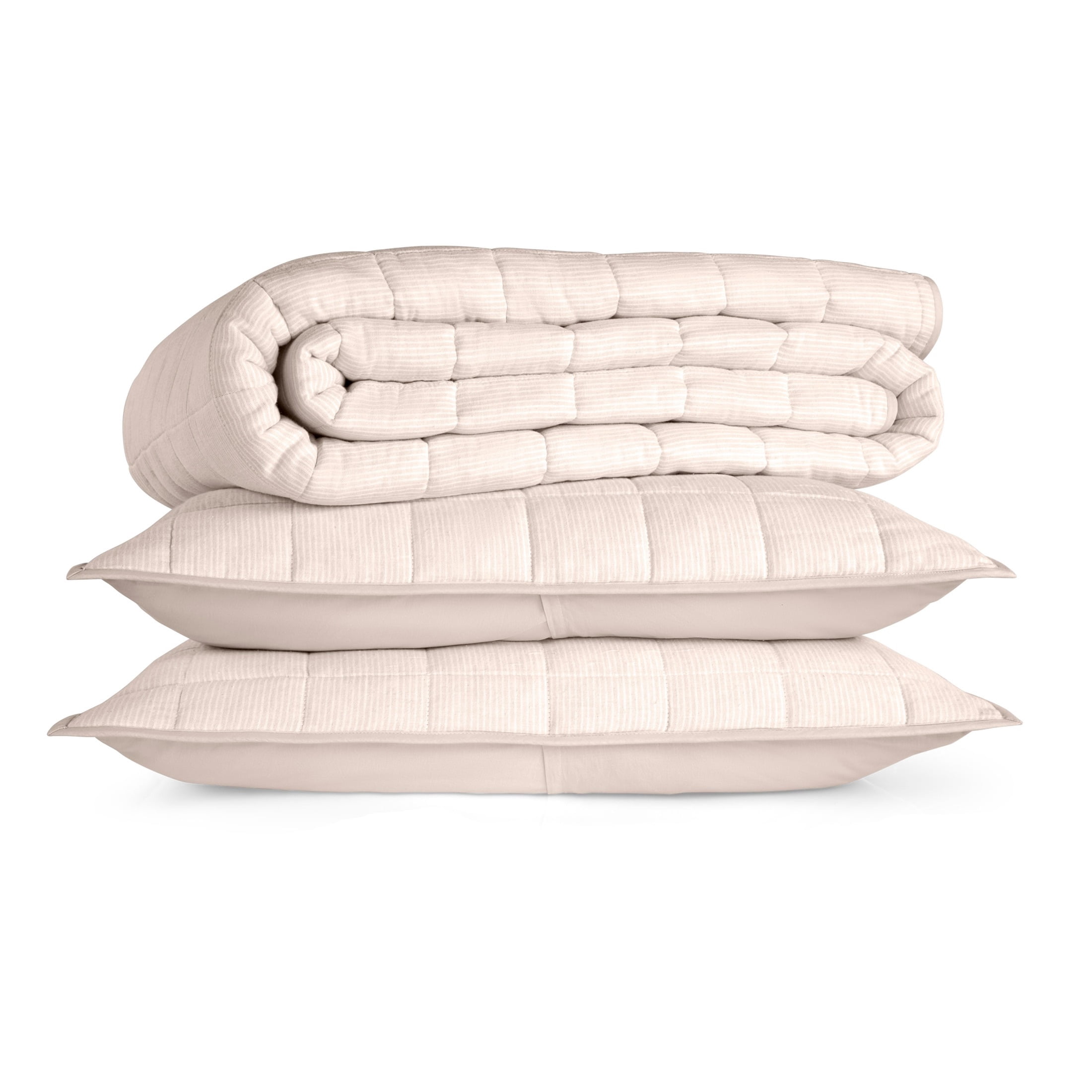 Allswell Linen Blend 3-Piece Quilt Set, Cream Glaze Stripe, King/California King
