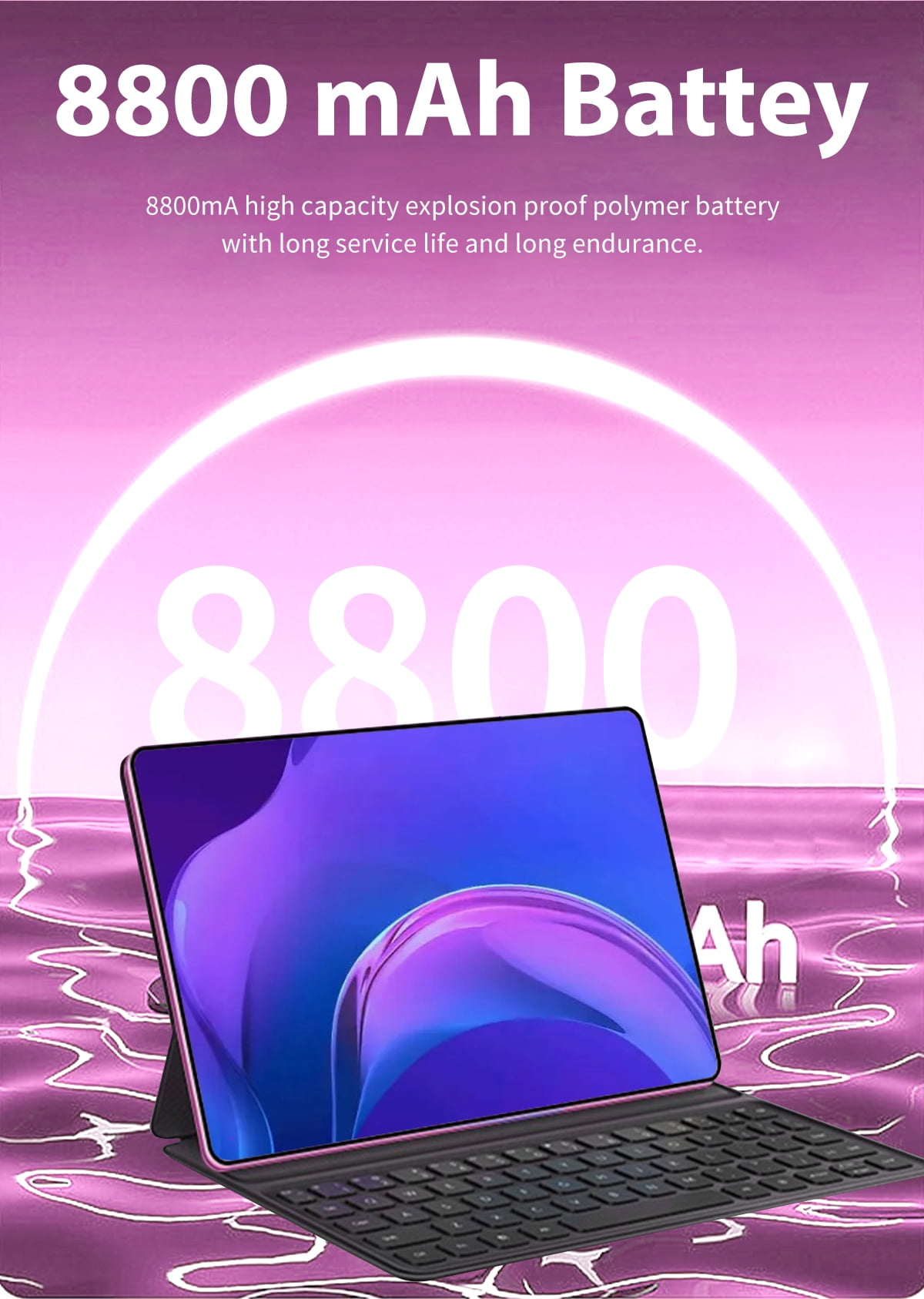 Pink Tablet Purple 2026 Newest Android 12 Tablet , 10 Inch Tablet,5G Wi-Fi Tablet Computer,2 In 1 Tablet with Keyboard, 256GB ROM+8GB RAM ,8-Core Processor,1920 * 1200 IPS,Bluetooth,GPS