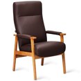 thumbnail image 1 of PU Leather Arm Chair Accent Guest Chair Lounge High Back Solid Wood Frame Brown, 1 of 10