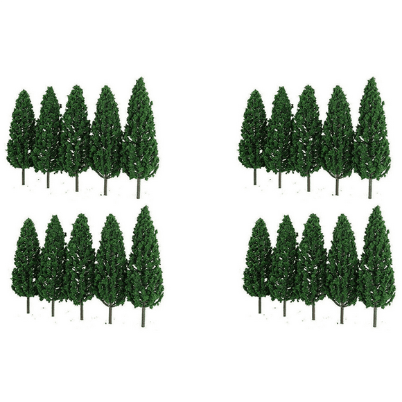 20Pcs Pine Trees 1:25 Model Train Railway Building Green Model Tree for O G Scale 1/25 Railroad Layout Scenery