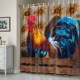 thumbnail image 5 of Farm Retro Chicken Shower Curtain, Animal Portraits Sunflowers Wooden Fences Waterproof Shower Curtain Set with 12 Hooks Lightweight Bath Curtains Fabric Bathroom Decor 72x78 Inches, 5 of 9