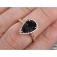 thumbnail image 2 of Milgrain Pear Shape 1.75 Carat Black Diamond Moissanite Engagement Ring 10k Rose Gold Black Diamond Moissanite Ring Wedding Ring Art deco Antique style, 2 of 5