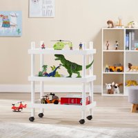 Mainstays Kids 3-Tier White Rolling Storage Cart, 1 Each