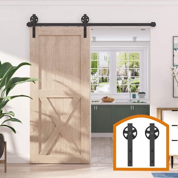 Sliding Barn Door Hardware Kit Rail Industrial Barn Wood Door Interior Closet Door Kitchen Door Track Kit Track System Hardware ,Easy to Carry