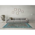 thumbnail image 3 of Ahgly Company Indoor Round Oriental Light Blue Traditional Area Rugs, 6' Round, 3 of 4