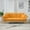 Yellow, variant on 70" Teddy Velvet Futon Sofa Bed with Adjustable Arms and Backrest, Modern Convertible Futon Couch with Metal Legs & Pillows, Modern Loveseat for Living Room, Bedroom, Orange