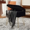 thumbnail image 3 of Ebenchico Faux Fur Uphosltered Vanity Stool with Storage and Metal Legs, Black, 3 of 14