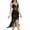 Black-f, variant on Womens Sequin Sparkly Glitter Dress Spaghetti Strap Asymmetrical Ruffle Hem Party Club Midi Dress
