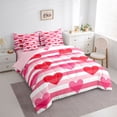thumbnail image 3 of Castle Fairy Cute Love Heart Bedding Comforter Set,Pink Red White Queen Bedding Sets, 3 of 8