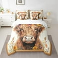 thumbnail image 2 of Erosebridal Highland Cow Bedding Sets Twin Size,Floral Flower Comforter Sets with Sheets,Animal Decoration,Reversible,Lightweight,7-Piece, 2 of 5