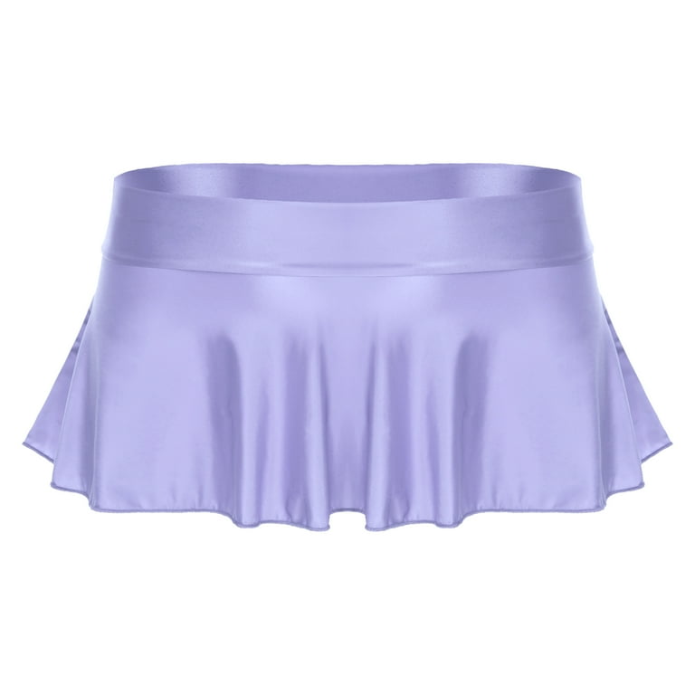 Zaldita Women's Glossy Mini Pleated Skirt Ruffled Miniskirt