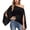 Black, variant on CAIVO Women Off Shoulder Blouse For Lightweight Loose Fit Chiffon Batwing Sleeve Tops In Solid Color Boho Shirts