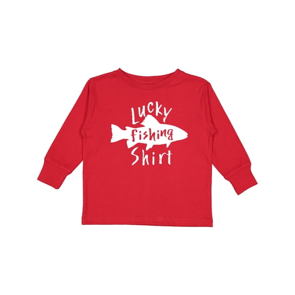 Inktastic Lucky Fishing Shirt- Fish Boys or Girls Long Sleeve Toddler T-Shirt