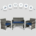 thumbnail image 6 of Costway 8PCS Patio Rattan Furniture Set Conversation Glass Table Top Sofa Cushioned Navy, 6 of 10