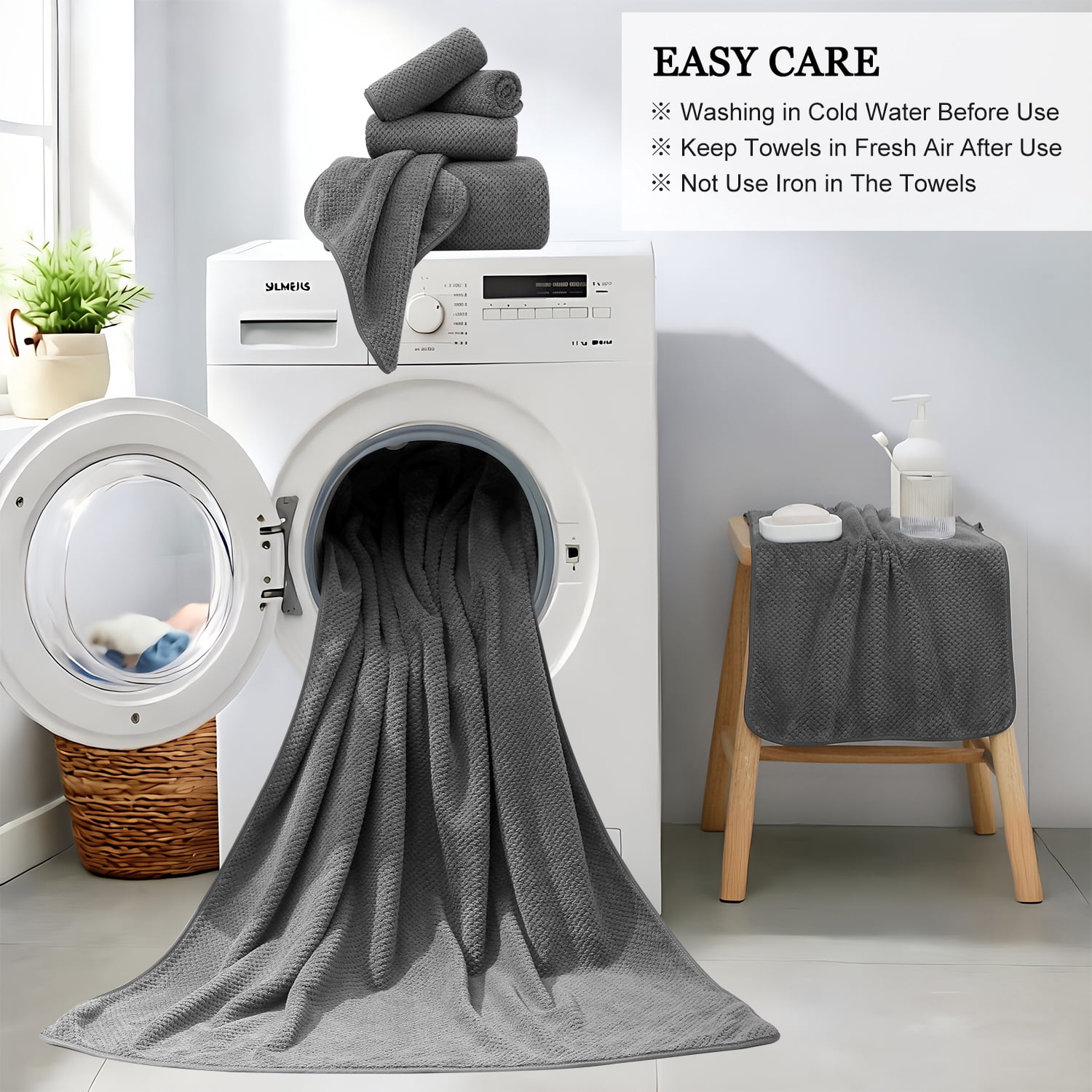 Kebury 6 Pack Bath Towels Set, 27"x55" Bath Sheets Towels Set For Adults, Mid-size Bathroom Towel Ultra Soft Microfiber Quick Dry Highly Absorbent Shower Towel Spa Hotel Use (Dark Gray)