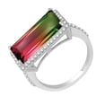 thumbnail image 2 of Sterling Silver with Watermelon Tourmaline and Natural White Topaz Halo Ring, 2 of 3