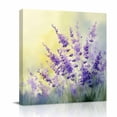 thumbnail image 2 of Canvas Wall Art Purple Flower Canvas Art Print Spring Watercolor Purple Lavender Floral Leaf Gradient Yellow Pictures Wall Decor for Living Room Artwork Decorations Framed Ready to Hang 16"x16", 2 of 9