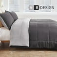 thumbnail image 3 of Exclusivo Mezcla Lightweight Reversible 3-Piece Comforter Set All Seasons, Down Alternative Comforter with 2 Pillow Shams, Full Size, Grey, 3 of 7