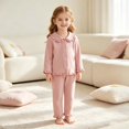 thumbnail image 2 of OJSFQUFP Girls Comfortable and Breathable Homewear Set Solid Color Long Sleeved Top Shorts Two Piece Set, 2 of 6