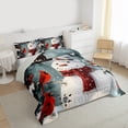 thumbnail image 3 of Manfei Cute Snowman Queen Comforter Set 3 Pieces for Girls Boys, Pink Gloves Scarf Bedding Sets, Merry Christmas Bedding Comforter Set, Lightweight Room Decor, 3 of 8