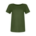thumbnail image 2 of Womens Summer Tops, Workout Cotton Short Sleeved V Neck Solid T-Shirt Basic Top Winter Oversized T Shirts For Women Fringe Tops Boho Black Crop Tops Square Short Tops Camisole (S, Army Green) ZMTing, 2 of 5