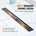 thumbnail image 3 of KFFKFF 24-Inch Rectangular Shower Drain with Square Design Grate, Matte Black, Crafted from Brushed 304 Stainless Steel, Includes Hair Strainer, Modern Linear Drain, 3 of 9