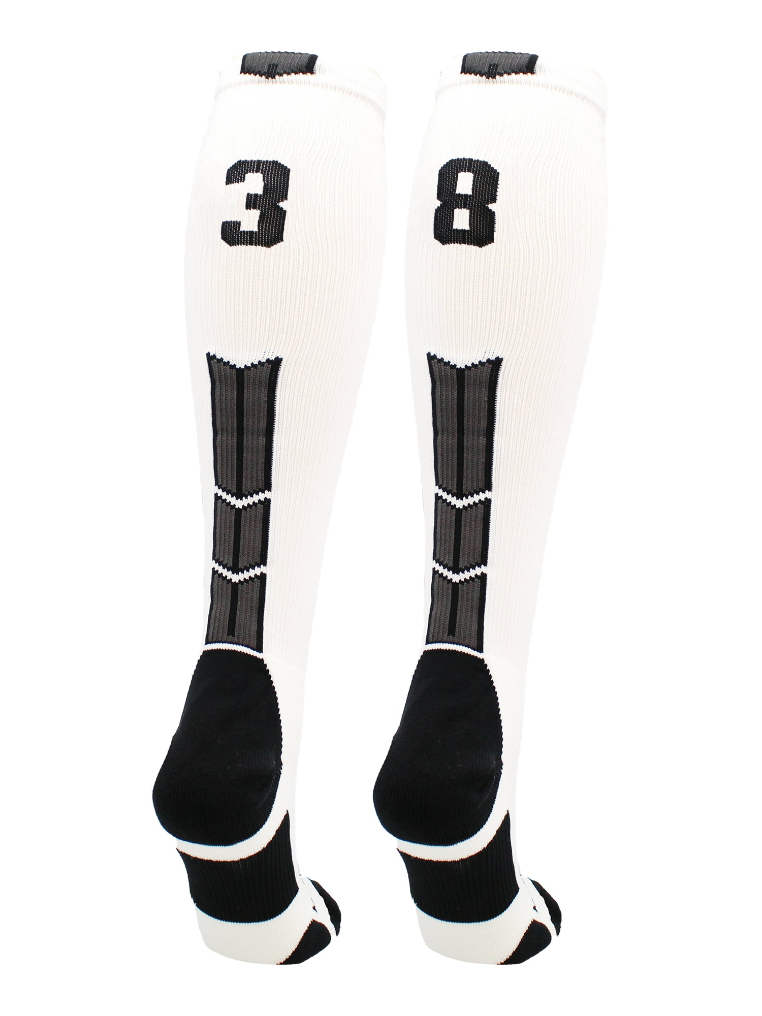 MadSportsStuff Player Id Black/White Over the Calf Number Socks 