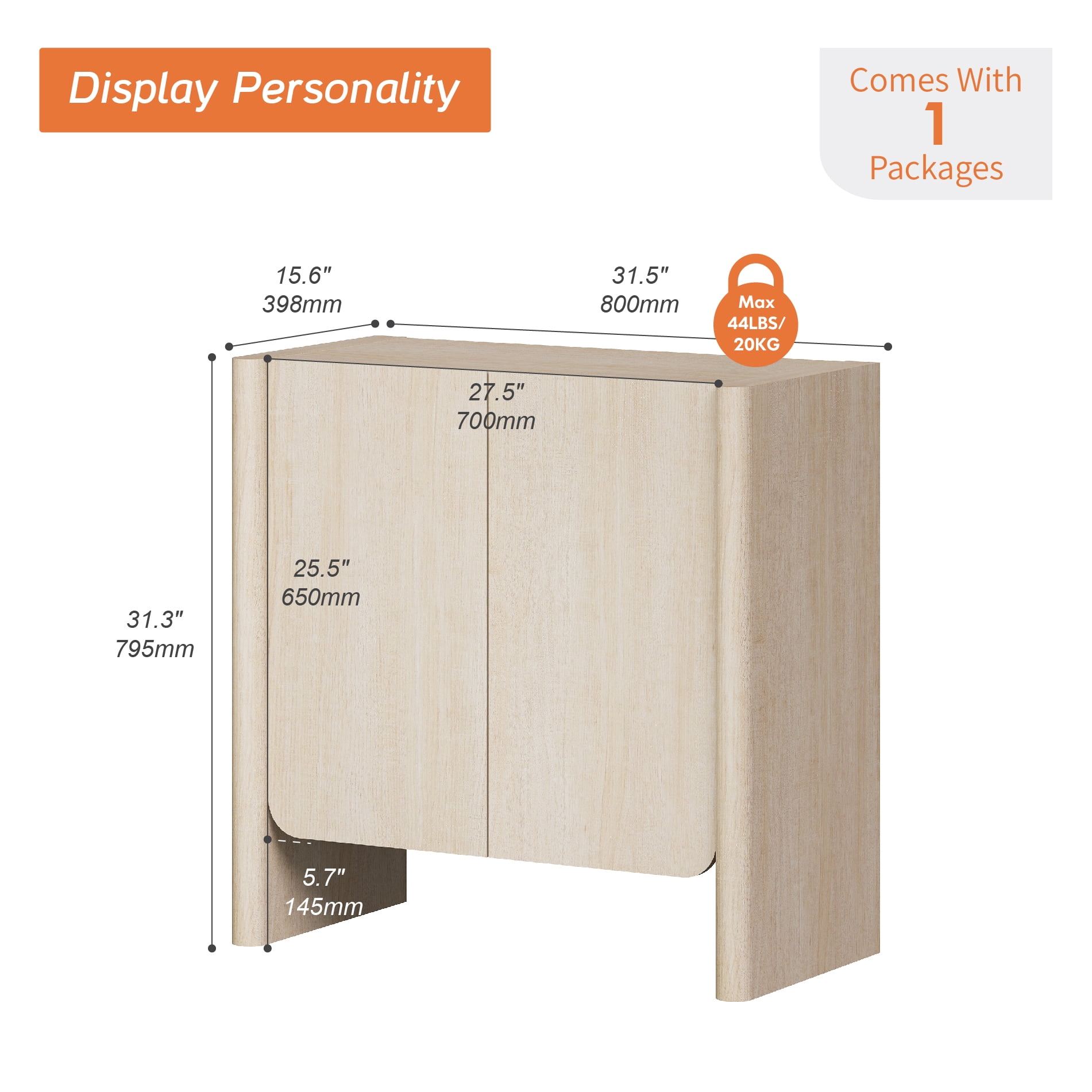 31.5-Inch French Minimalist TV Stand for 36" TVs, Push-to-Open Media Console with Adjustable Shelf, Cable Management, Beige