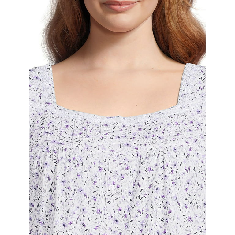 Aria Women's Sleeveless 100% Cotton Nightgown, Sizes S-4X 