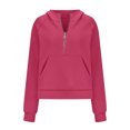 thumbnail image 4 of Tops for Women 2024 Women Half Zip Cropped Hoodies Fleece Quarter Zip Up Pullover Sweatshirts Winter Clothes 2023 Outfits Sweater Coat, 4 of 6